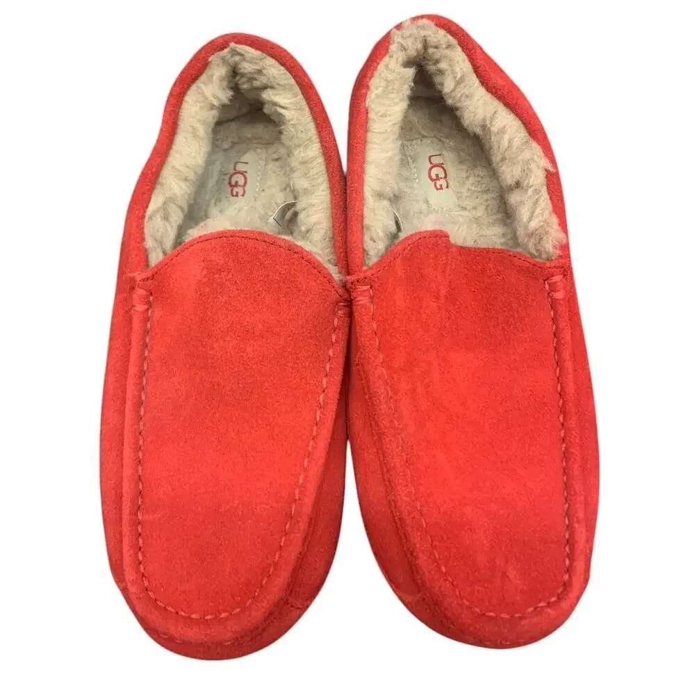 UGG Australia Men's Ascot Slippers Samba Red 1101110 Shoe Sheepskin Suede‎ SZ 9